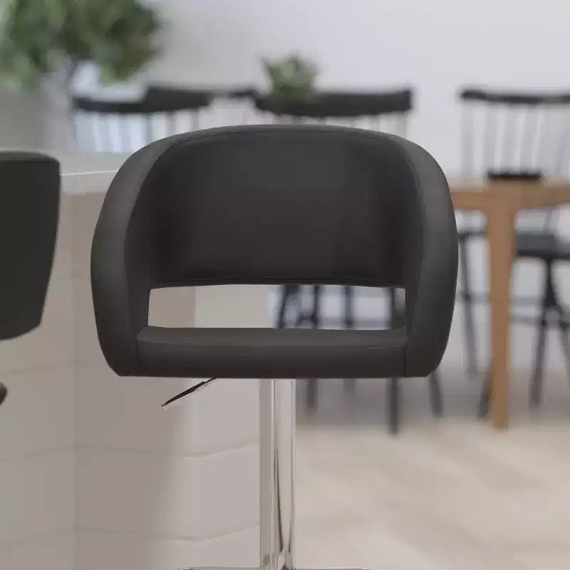 Sgabello da bar moderno con schienale arrotondato, regolabile in altezza, seduta girevole a 360°, in vinile, 150 kg
