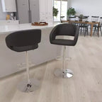 Sgabello da bar moderno con schienale arrotondato, regolabile in altezza, seduta girevole a 360°, in vinile, 150 kg