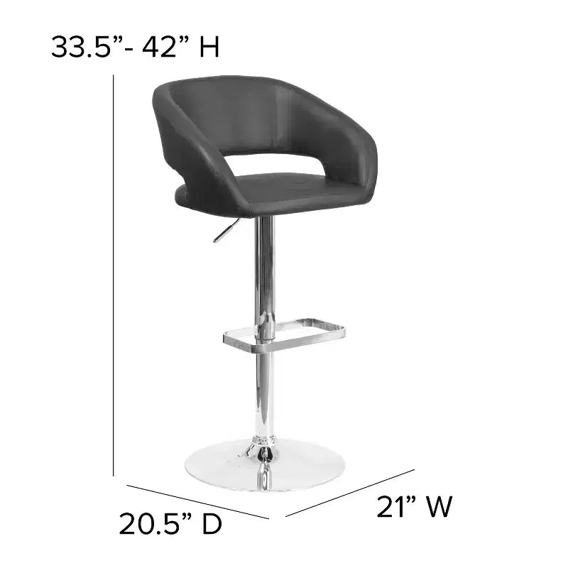 Sgabello da bar moderno con schienale arrotondato, regolabile in altezza, seduta girevole a 360°, in vinile, 150 kg