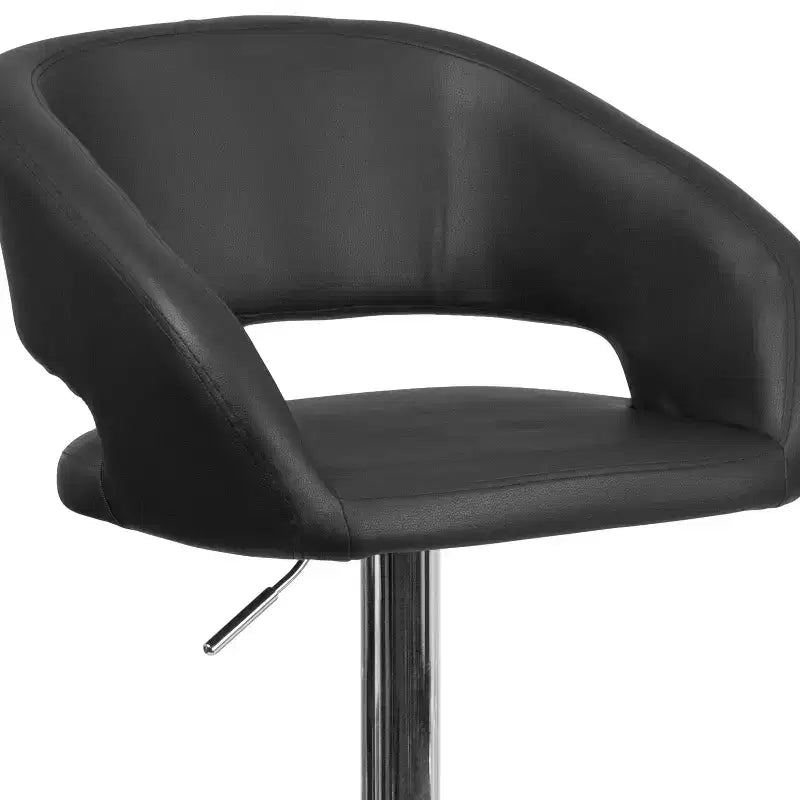 Sgabello da bar moderno con schienale arrotondato, regolabile in altezza, seduta girevole a 360°, in vinile, 150 kg