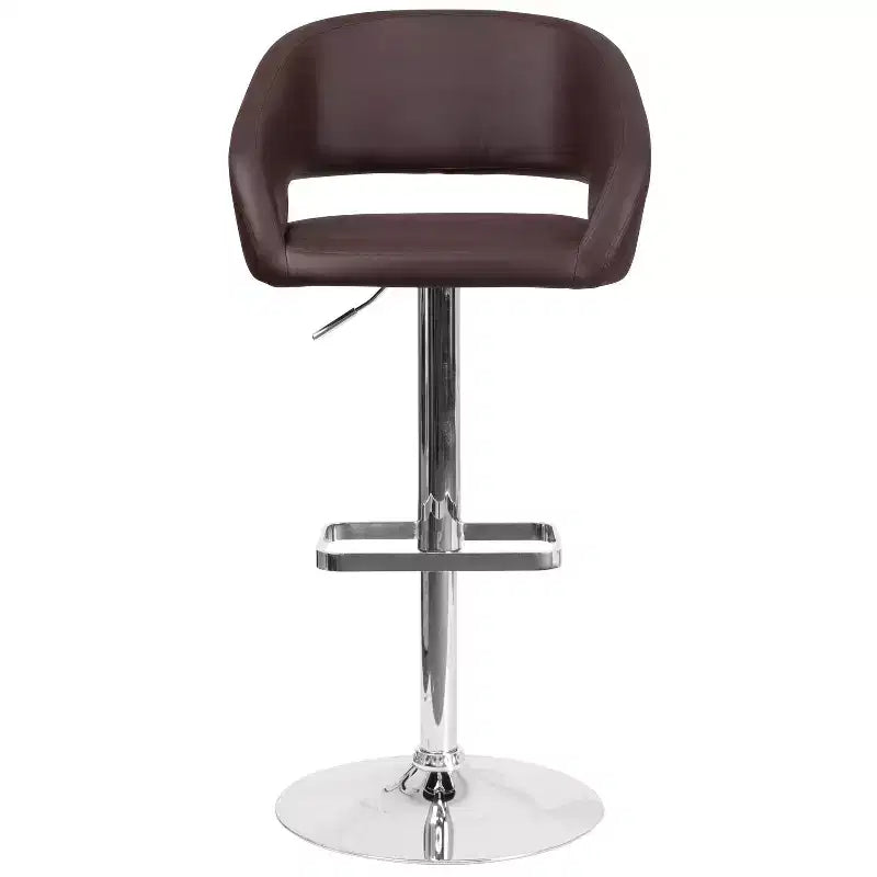 Sgabello da bar moderno con schienale arrotondato, regolabile in altezza, seduta girevole a 360°, in vinile, 150 kg