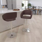 Sgabello da bar moderno con schienale arrotondato, regolabile in altezza, seduta girevole a 360°, in vinile, 150 kg