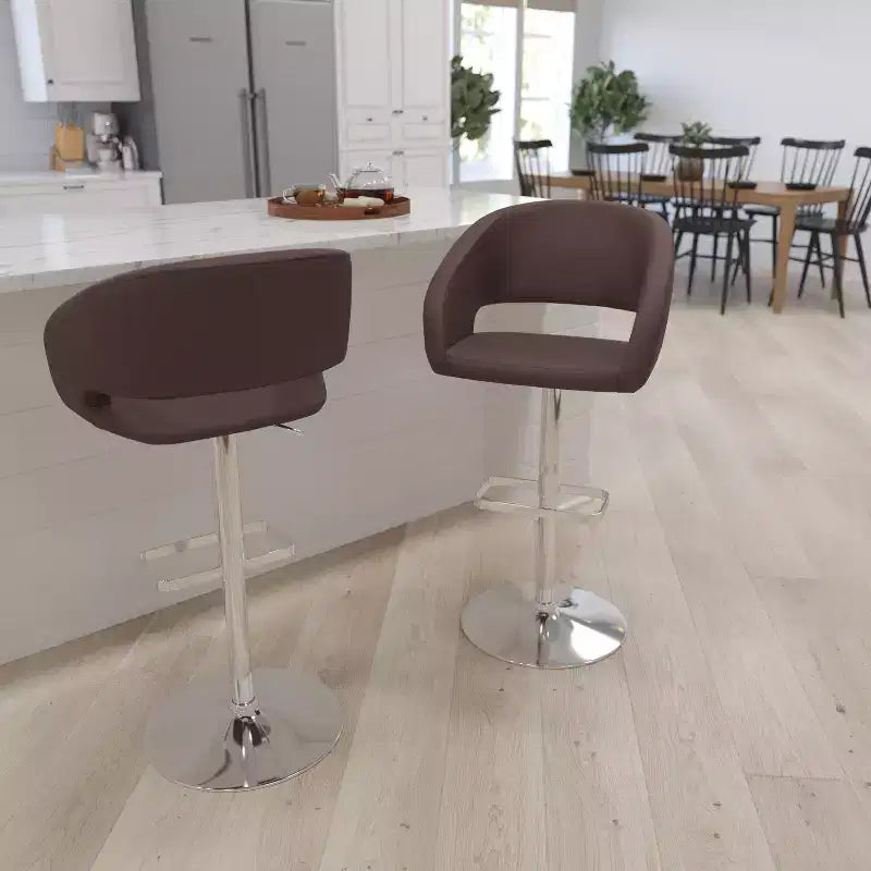 Sgabello da bar moderno con schienale arrotondato, regolabile in altezza, seduta girevole a 360°, in vinile, 150 kg