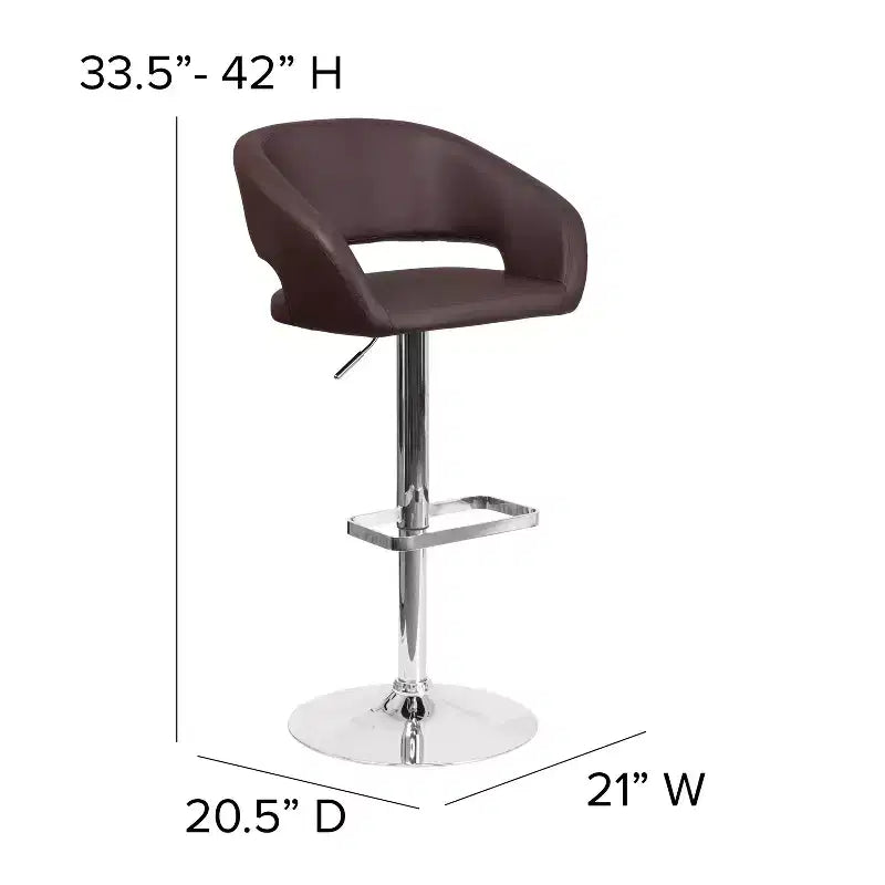 Sgabello da bar moderno con schienale arrotondato, regolabile in altezza, seduta girevole a 360°, in vinile, 150 kg