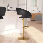 Sgabello da bar moderno con schienale arrotondato, regolabile in altezza, seduta girevole a 360°, in vinile, 150 kg