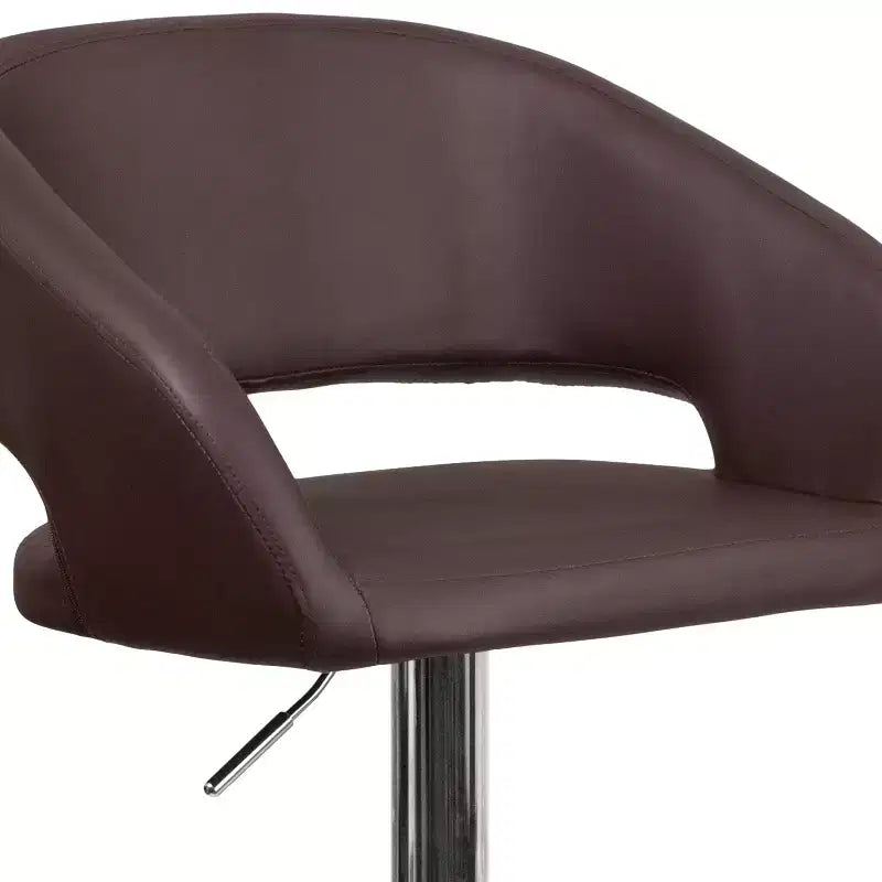 Sgabello da bar moderno con schienale arrotondato, regolabile in altezza, seduta girevole a 360°, in vinile, 150 kg