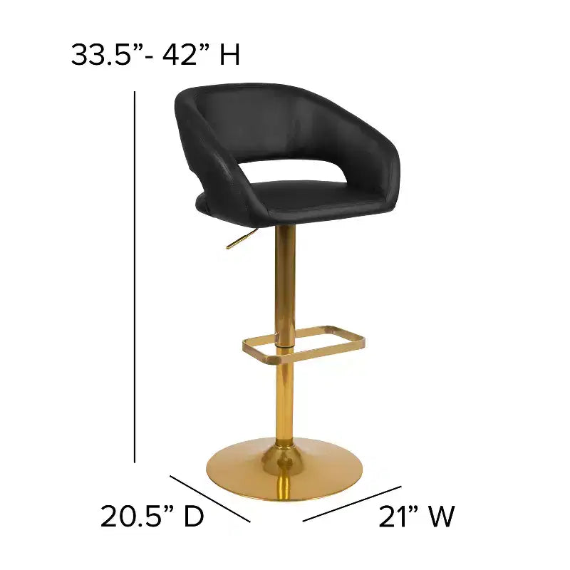 Sgabello da bar moderno con schienale arrotondato, regolabile in altezza, seduta girevole a 360°, in vinile, 150 kg
