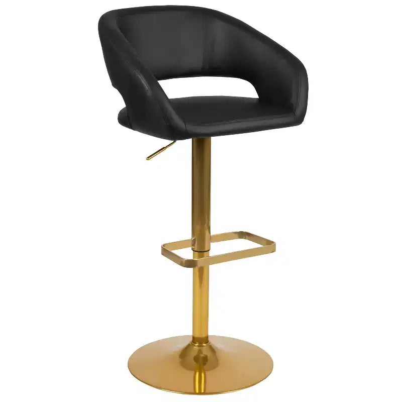 Sgabello da bar moderno con schienale arrotondato, regolabile in altezza, seduta girevole a 360°, in vinile, 150 kg