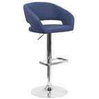 Merrick Lane Modern Bar Stool Rounded Mid-Back Stool With Height Adjustable Swivel Seat