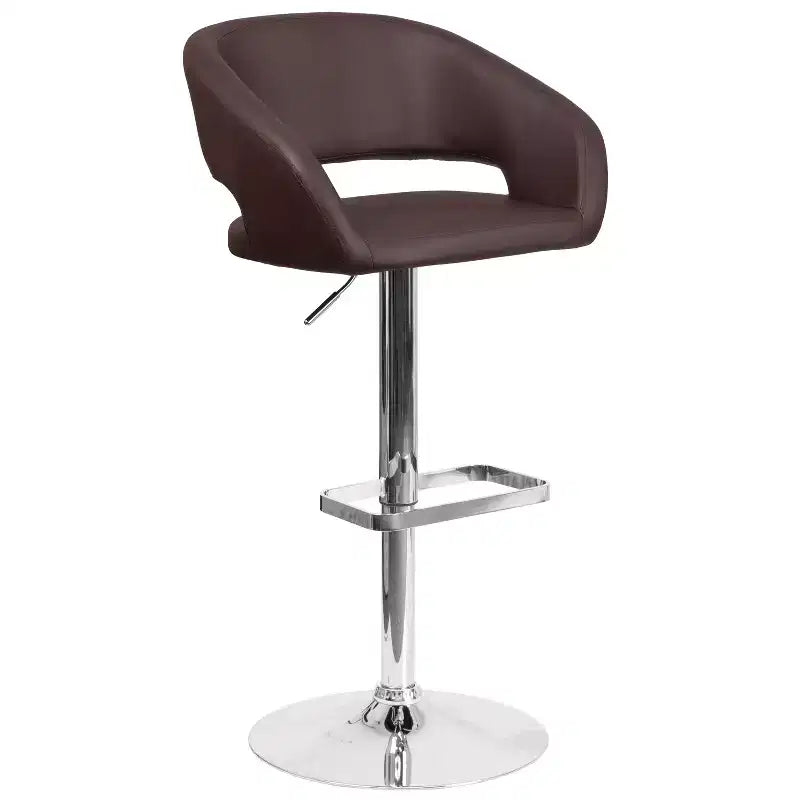 Sgabello da bar moderno con schienale arrotondato, regolabile in altezza, seduta girevole a 360°, in vinile, 150 kg