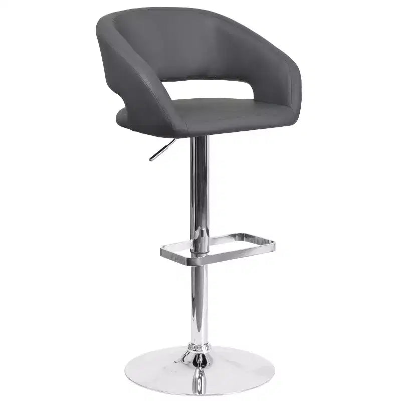 Sgabello da bar moderno con schienale arrotondato, regolabile in altezza, seduta girevole a 360°, in vinile, 150 kg