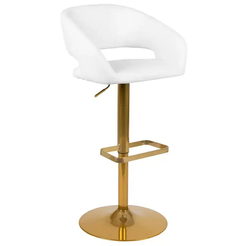 Sgabello da bar moderno con schienale arrotondato, regolabile in altezza, seduta girevole a 360°, in vinile, 150 kg