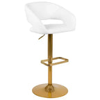 Sgabello da bar moderno con schienale arrotondato, regolabile in altezza, seduta girevole a 360°, in vinile, 150 kg
