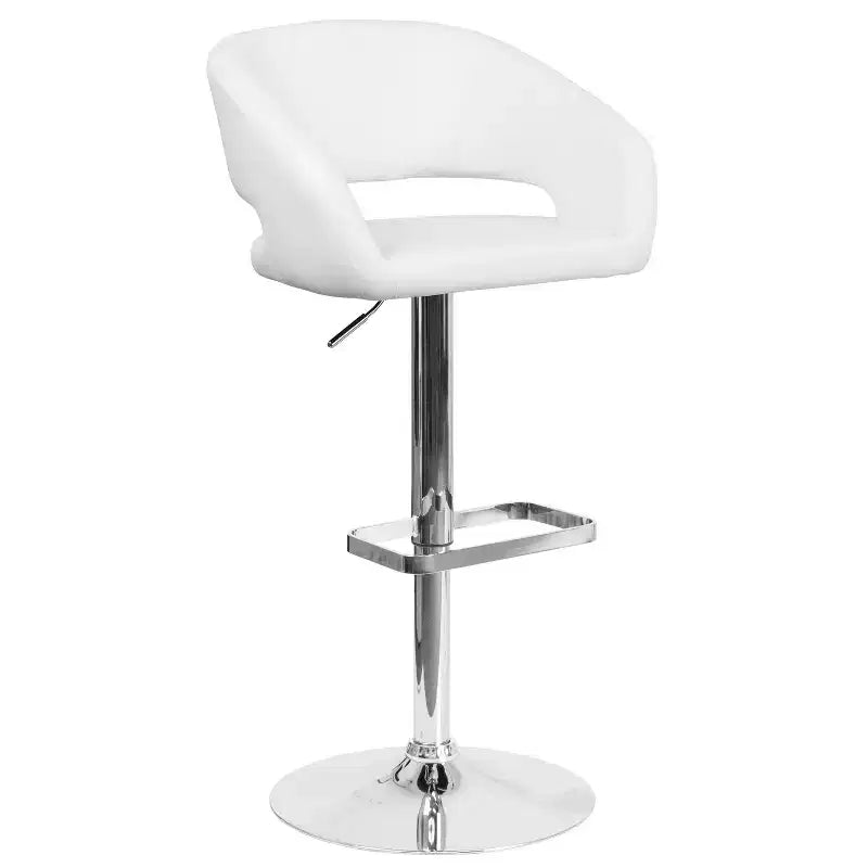 Sgabello da bar moderno con schienale arrotondato, regolabile in altezza, seduta girevole a 360°, in vinile, 150 kg