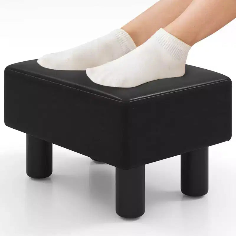 Poggiapiedi Pouf Rettangolare in Pelle Sintetica con Sedile Imbottito e Vano Contenitore, Portata 150 kg