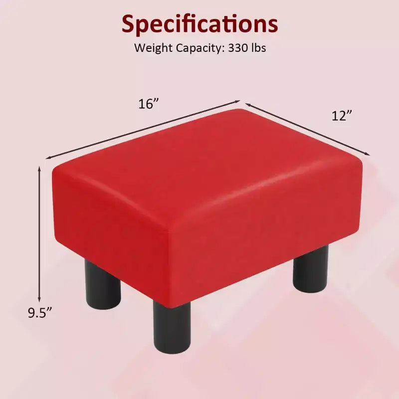 Poggiapiedi Pouf Rettangolare in Pelle Sintetica con Sedile Imbottito e Vano Contenitore, Portata 150 kg