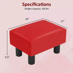 Poggiapiedi Pouf Rettangolare in Pelle Sintetica con Sedile Imbottito e Vano Contenitore, Portata 150 kg