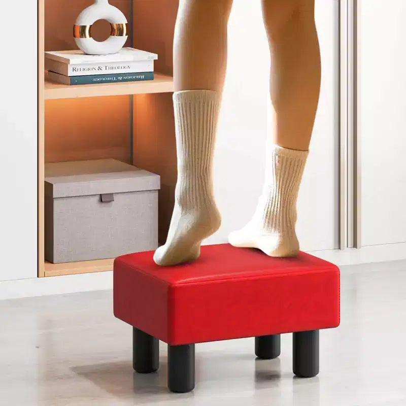 Poggiapiedi Pouf Rettangolare in Pelle Sintetica con Sedile Imbottito e Vano Contenitore, Portata 150 kg