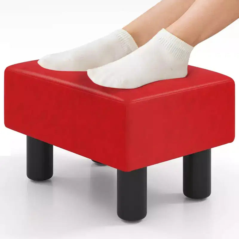 Poggiapiedi Pouf Rettangolare in Pelle Sintetica con Sedile Imbottito e Vano Contenitore, Portata 150 kg