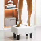 Poggiapiedi Pouf Rettangolare in Pelle Sintetica con Sedile Imbottito e Vano Contenitore, Portata 150 kg