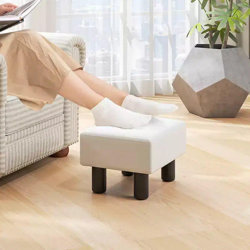 Poggiapiedi Pouf Rettangolare in Pelle Sintetica con Sedile Imbottito e Vano Contenitore, Portata 150 kg
