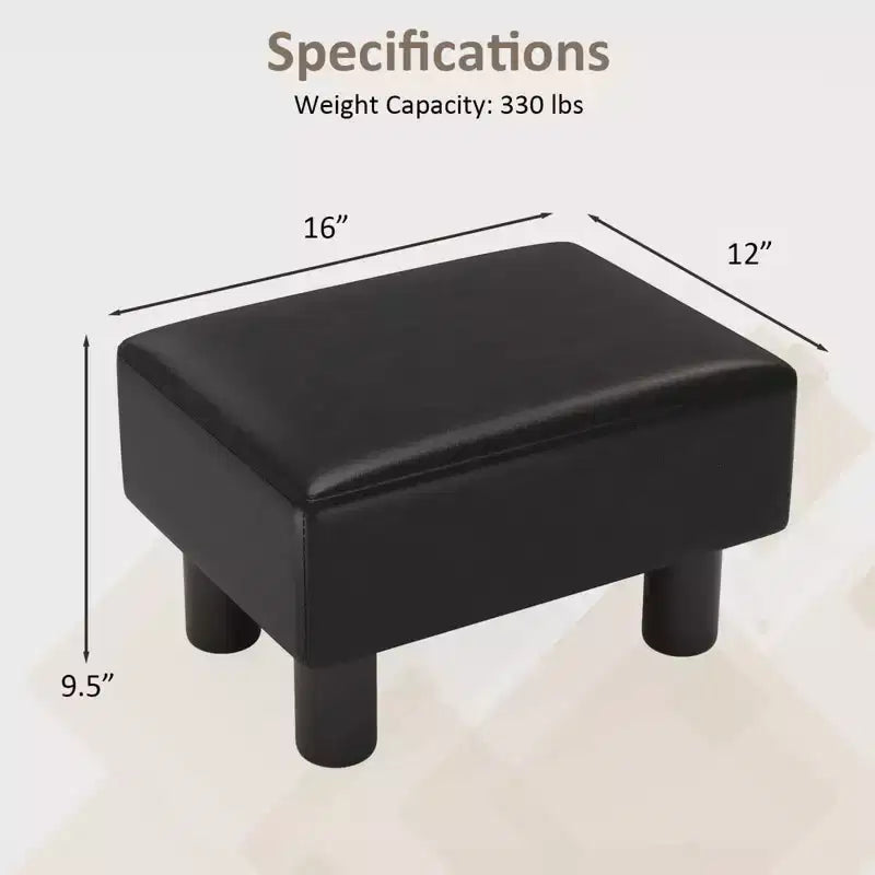 Poggiapiedi Pouf Rettangolare in Pelle Sintetica con Sedile Imbottito e Vano Contenitore, Portata 150 kg