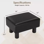 Poggiapiedi Pouf Rettangolare in Pelle Sintetica con Sedile Imbottito e Vano Contenitore, Portata 150 kg