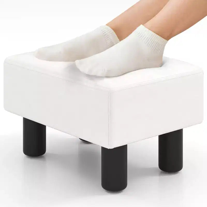 Poggiapiedi Pouf Rettangolare in Pelle Sintetica con Sedile Imbottito e Vano Contenitore, Portata 150 kg