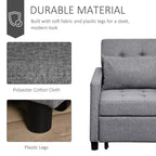 Divano Letto Convertibile Chaise Longue Reclinabile in Tessuto Trapuntato con Schienale Regolabile Grigio
