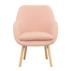 Poltroncina con braccioli Charlotte Wingback in simil montone con struttura in legno di gomma naturale