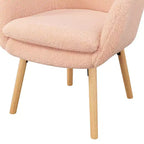 Poltroncina con braccioli Charlotte Wingback in simil montone con struttura in legno di gomma naturale