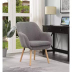 Poltroncina con braccioli Charlotte Wingback in simil montone con struttura in legno di gomma naturale