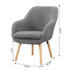 Poltroncina con braccioli Charlotte Wingback in simil montone con struttura in legno di gomma naturale