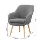 Poltroncina con braccioli Charlotte Wingback in simil montone con struttura in legno di gomma naturale