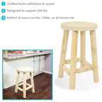 Sgabello rotondo in legno non rifinito, altezza bancone, legno di abete 24" senza schienale rustico
