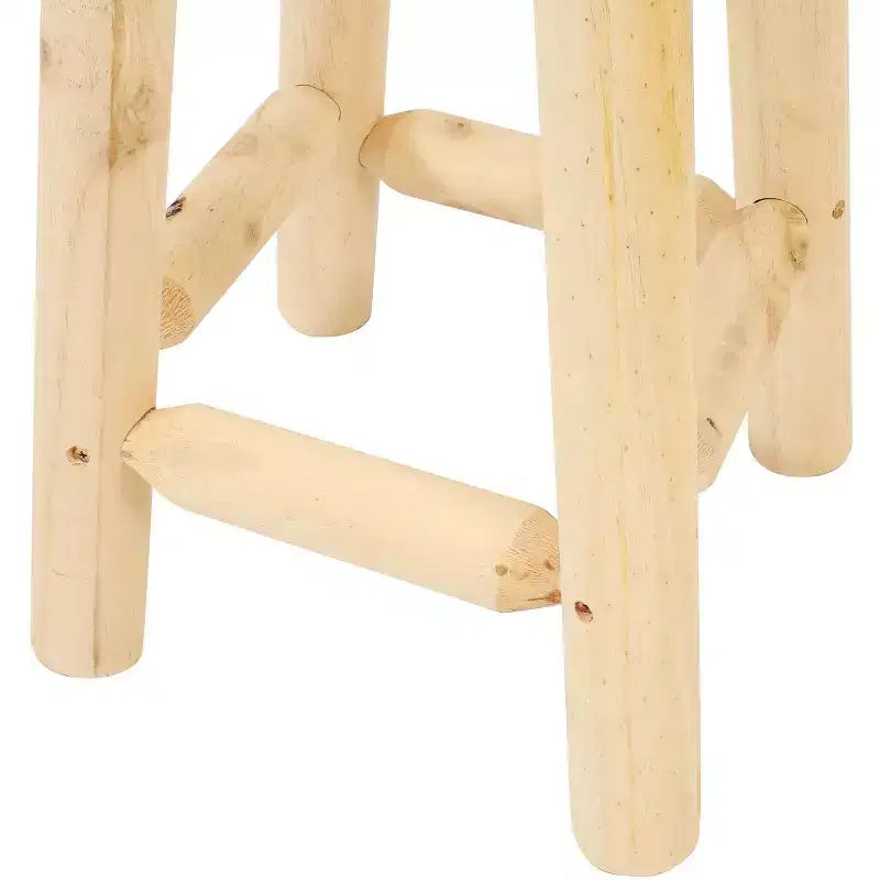 Sgabello rotondo in legno non rifinito, altezza bancone, legno di abete 24" senza schienale rustico