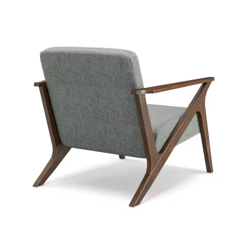 Poltrona imbottita Mid-Century Modern con telaio in legno da 76 cm, finitura noce