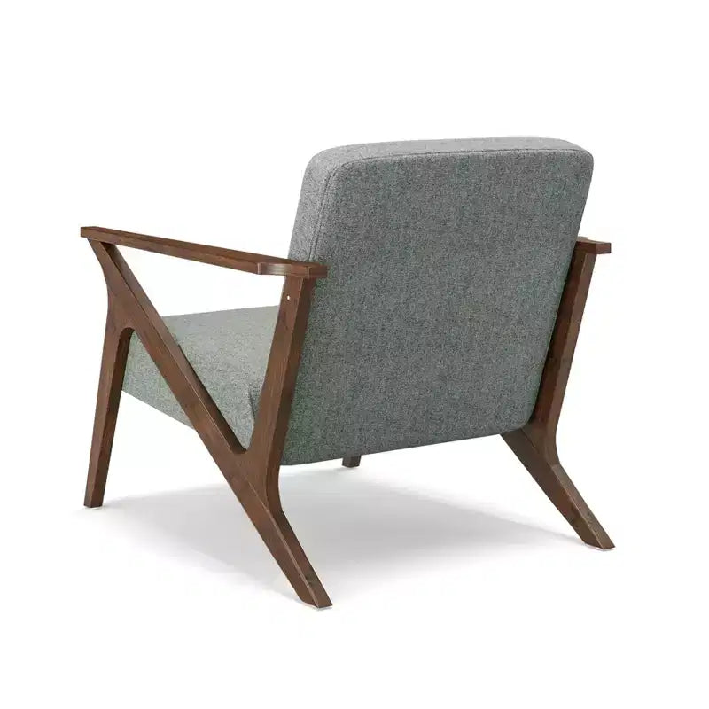 Poltrona imbottita Mid-Century Modern con telaio in legno da 76 cm, finitura noce