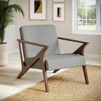 Poltrona imbottita Mid-Century Modern con telaio in legno da 76 cm, finitura noce