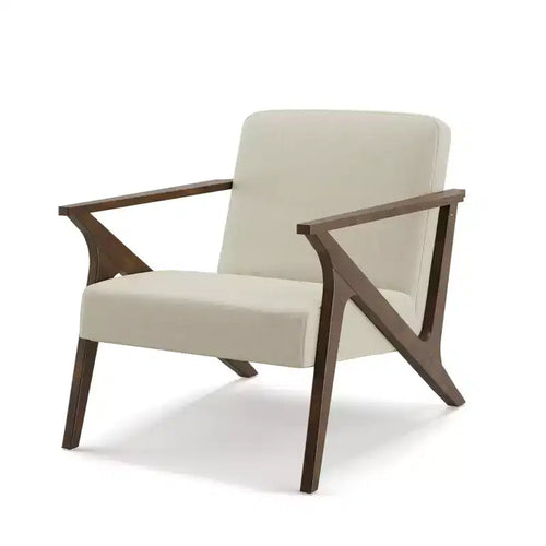 Poltrona imbottita Mid-Century Modern con telaio in legno da 76 cm, finitura noce