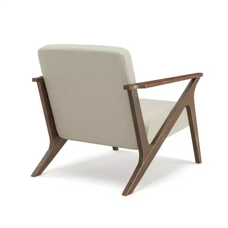 Poltrona imbottita Mid-Century Modern con telaio in legno da 76 cm, finitura noce