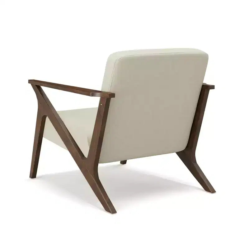 Poltrona imbottita Mid-Century Modern con telaio in legno da 76 cm, finitura noce