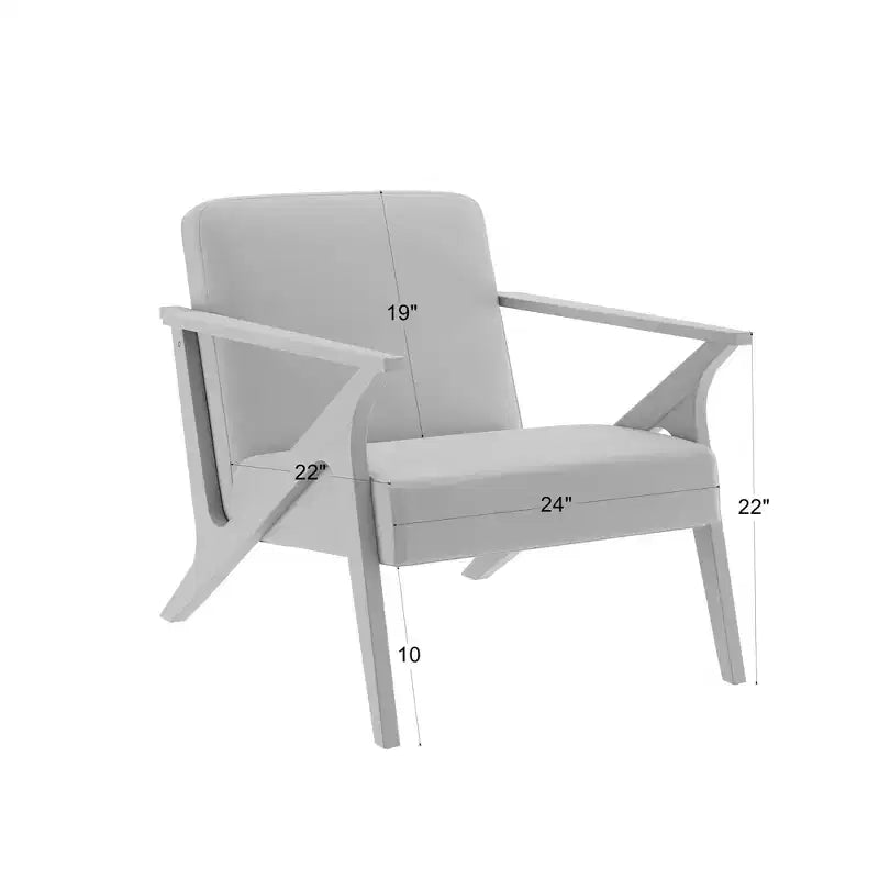Poltrona imbottita Mid-Century Modern con telaio in legno da 76 cm, finitura noce