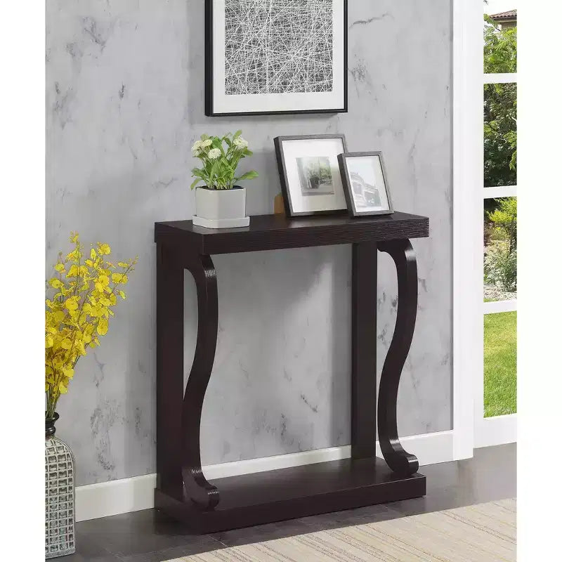 Tavolino Consolle Newport Gramercy Stretto Marrone con Ripiano Inferiore