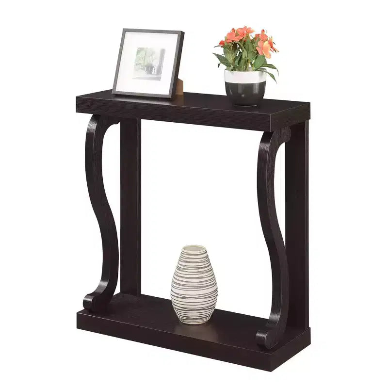 Tavolino Consolle Newport Gramercy Stretto Marrone con Ripiano Inferiore