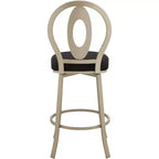 Sgabello da bar girevole in metallo color oro champagne da 74 cm, stile moderno di metà secolo con cuscino e schienale neri