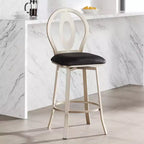 Sgabello da bar girevole in metallo color oro champagne da 74 cm, stile moderno di metà secolo con cuscino e schienale neri