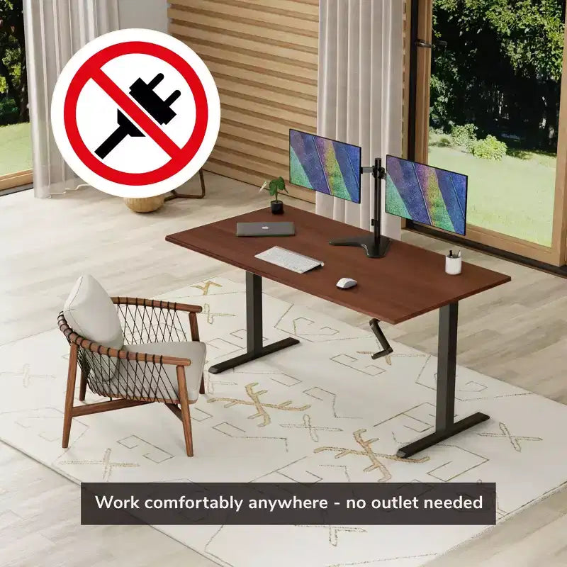 Telaio per Scrivania Regolabile in Altezza a Manovella con Piano Extra-Largo da 140 cm