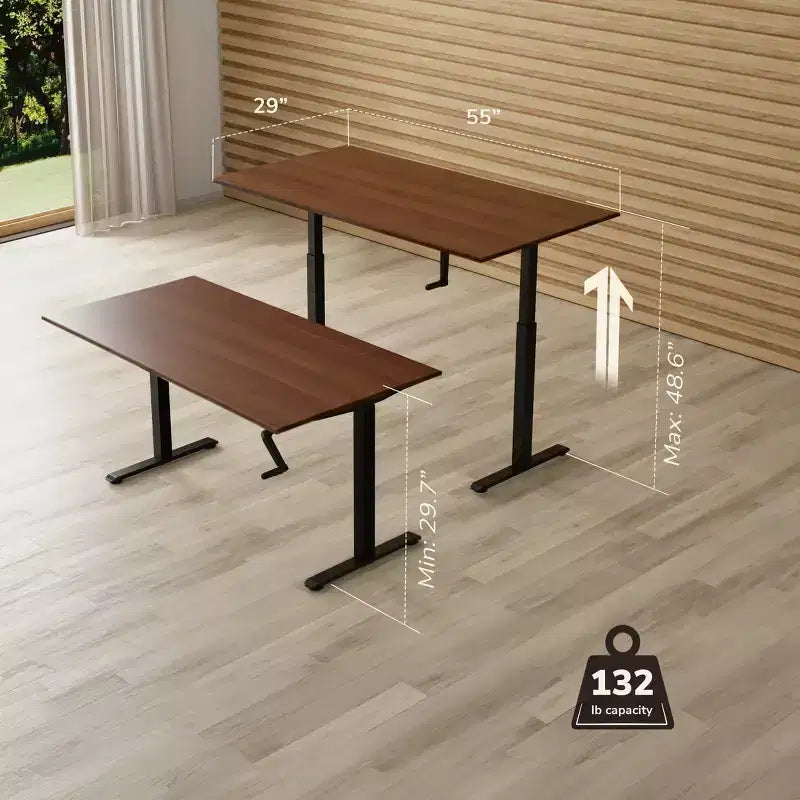 Telaio per Scrivania Regolabile in Altezza a Manovella con Piano Extra-Largo da 140 cm